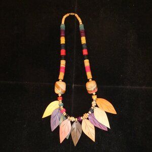 Mulit-Color Leaf Beaded Necklace